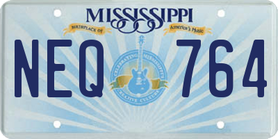 MS license plate NEQ764