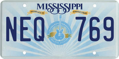 MS license plate NEQ769