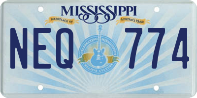 MS license plate NEQ774