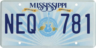 MS license plate NEQ781
