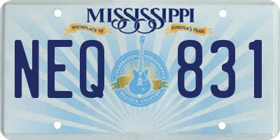 MS license plate NEQ831