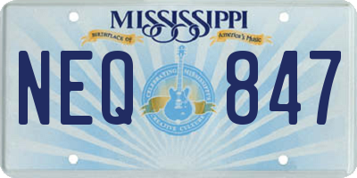 MS license plate NEQ847