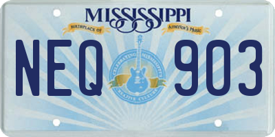 MS license plate NEQ903