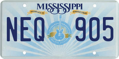 MS license plate NEQ905