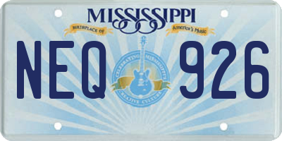 MS license plate NEQ926