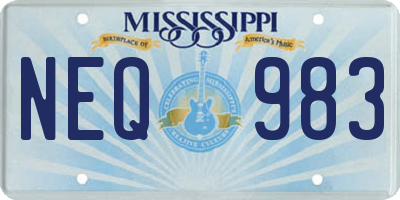 MS license plate NEQ983