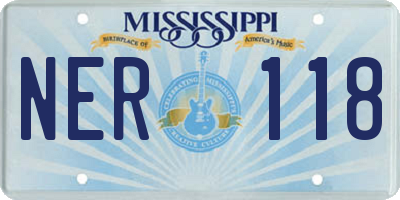 MS license plate NER118