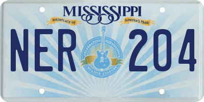 MS license plate NER204