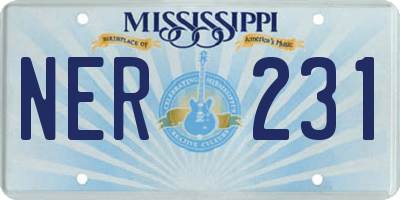 MS license plate NER231