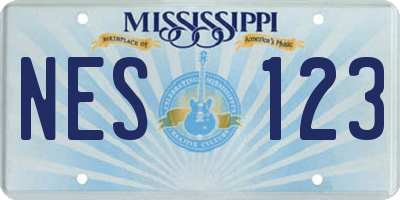 MS license plate NES123