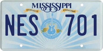 MS license plate NES701