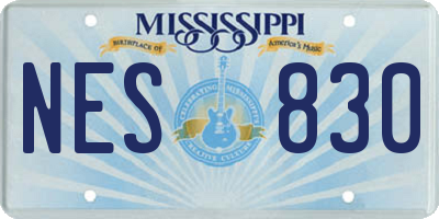 MS license plate NES830