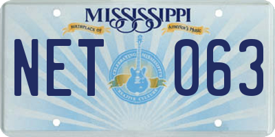 MS license plate NET063