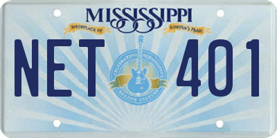 MS license plate NET401