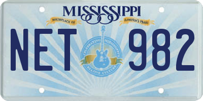 MS license plate NET982