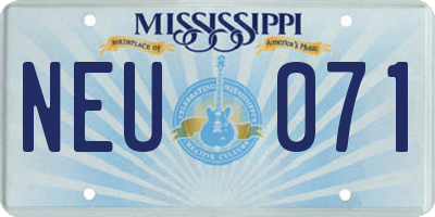 MS license plate NEU071