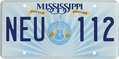 MS license plate NEU112