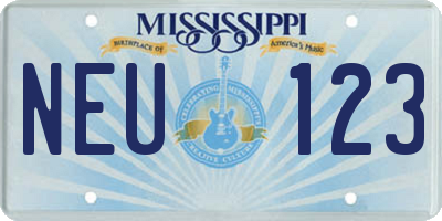 MS license plate NEU123