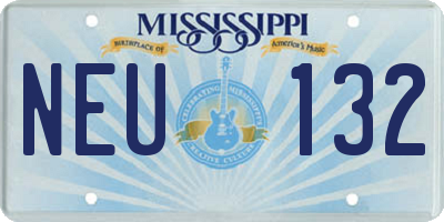 MS license plate NEU132