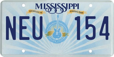 MS license plate NEU154