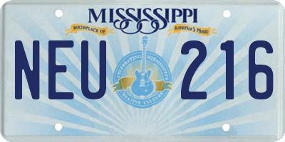 MS license plate NEU216