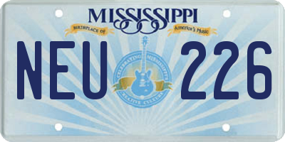MS license plate NEU226