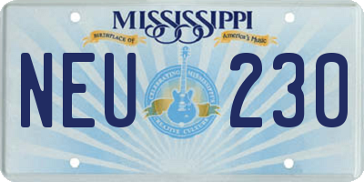 MS license plate NEU230