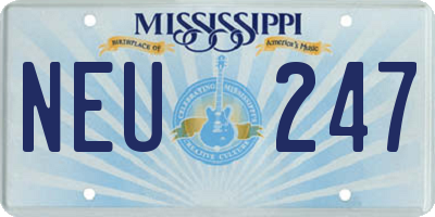 MS license plate NEU247