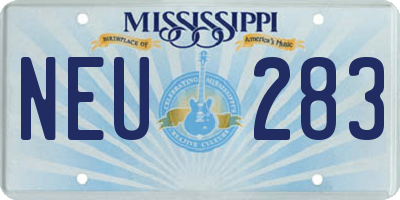 MS license plate NEU283