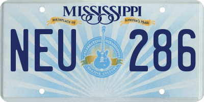 MS license plate NEU286