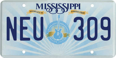 MS license plate NEU309