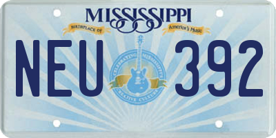 MS license plate NEU392