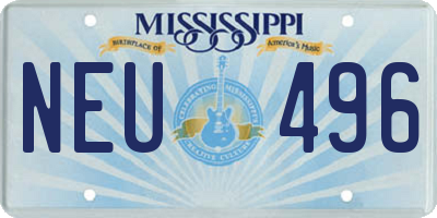 MS license plate NEU496