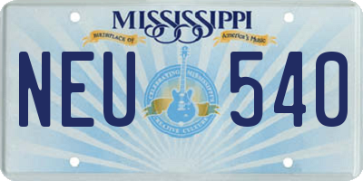 MS license plate NEU540