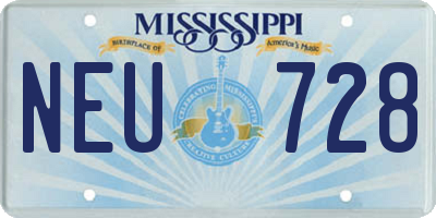 MS license plate NEU728