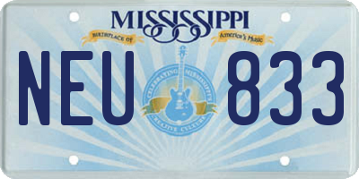 MS license plate NEU833