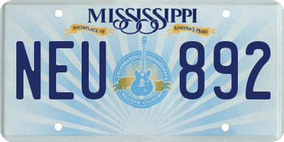 MS license plate NEU892