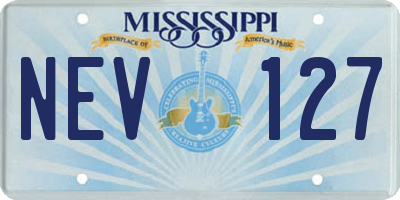 MS license plate NEV127