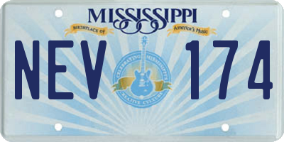 MS license plate NEV174