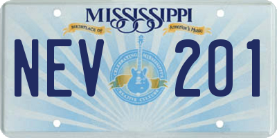 MS license plate NEV201