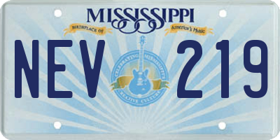 MS license plate NEV219