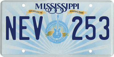 MS license plate NEV253