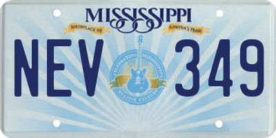 MS license plate NEV349
