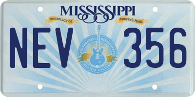 MS license plate NEV356