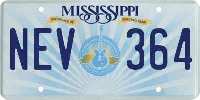 MS license plate NEV364
