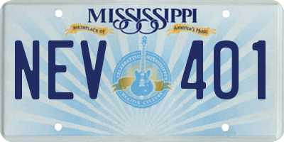 MS license plate NEV401