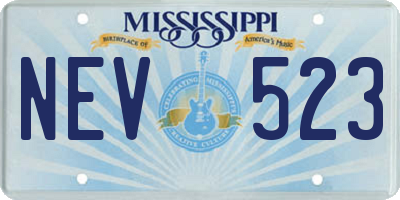 MS license plate NEV523
