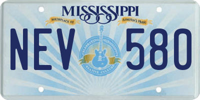 MS license plate NEV580