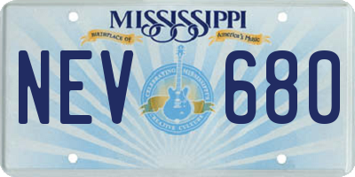 MS license plate NEV680