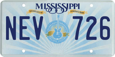 MS license plate NEV726